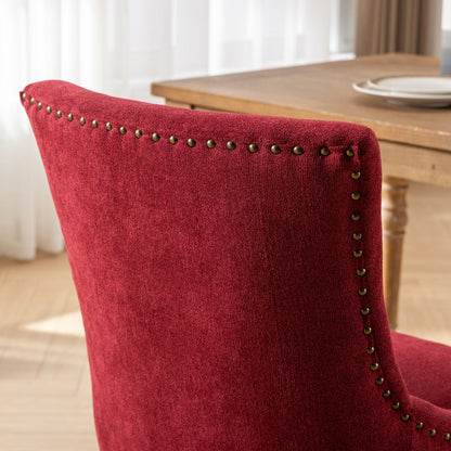 Ultra Side Dining Chair Set red velvet upholstery with brass nailhead trim on Tampa Home & Garden Store