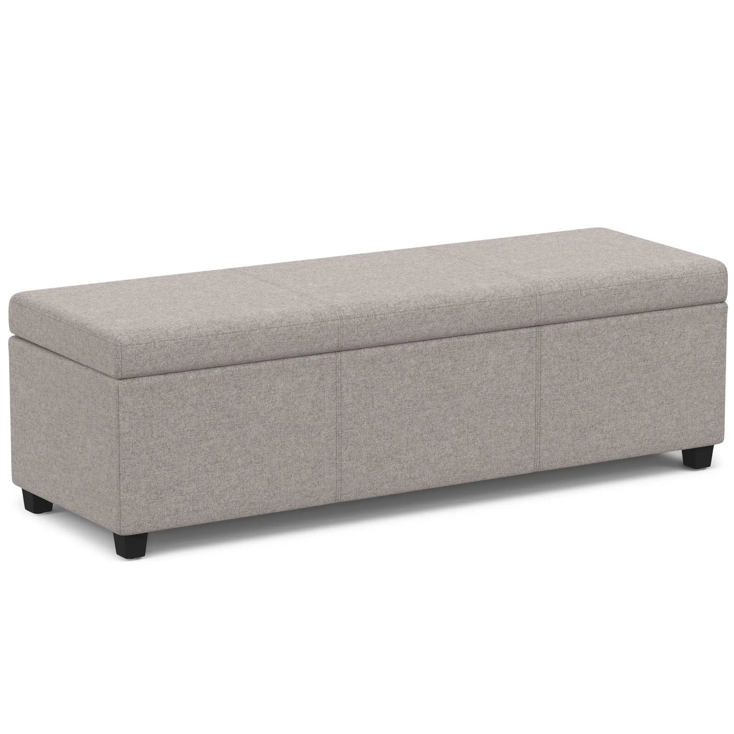 Avalon storage ottoman bench in gray fabric with black tapered legs by Unique Piece Furniture on Tampa Home & Garden Store