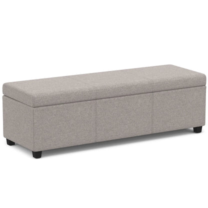 Avalon storage ottoman bench in gray fabric with black tapered legs by Unique Piece Furniture on Tampa Home & Garden Store