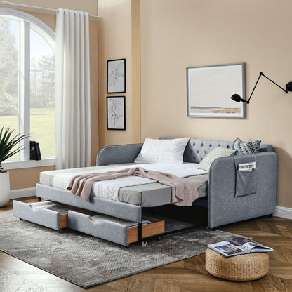 Modern Daybed with Trundle and Storage Drawers