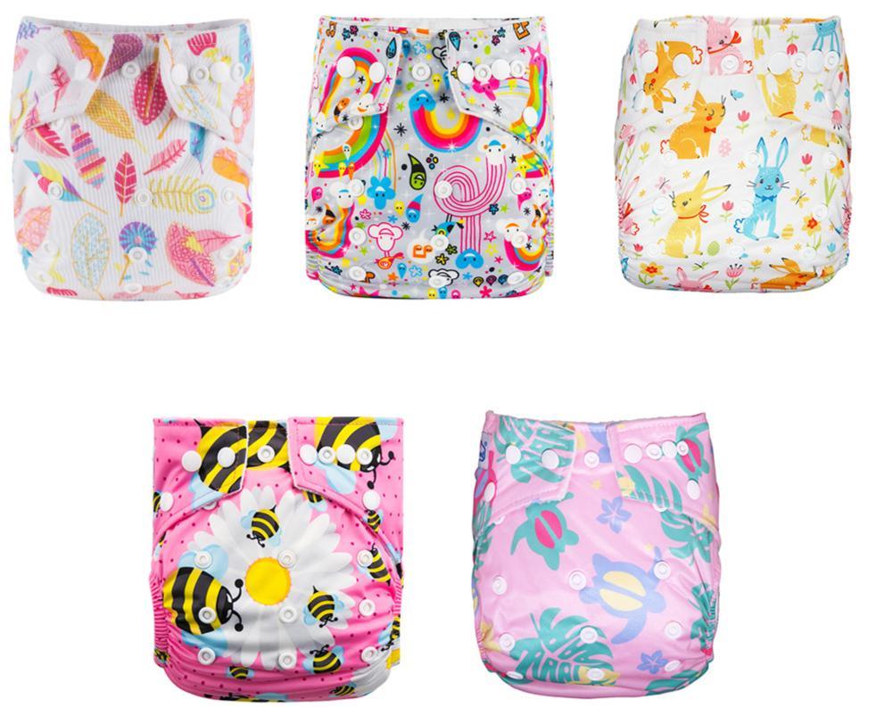 Stevvex 5pc Modern Luxury printed cloth diapers pocket set in colorful prints on Tampa Home & Garden Store