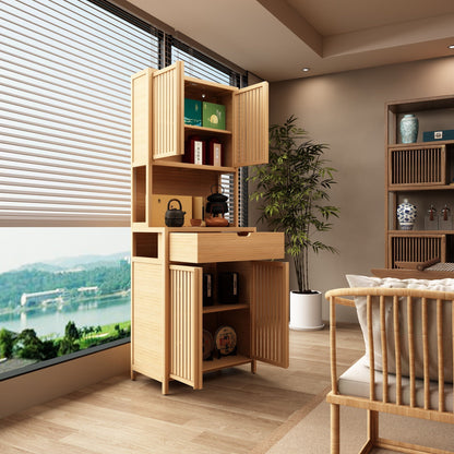 Rustic Bamboo Storage Cabinet with double doors, natural finish HouseOfZazla linen cabinet on Tampa Home & Garden Store