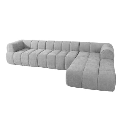 Sectional sofa by HouseOfZazla in gray fabric with tufted cushions and chaise 122-inch on Tampa Home & Garden Store