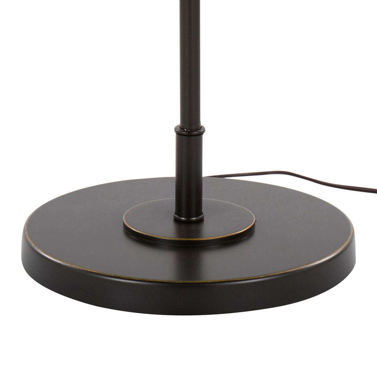 Puck contemporary floor lamp base in black metal with slim vertical stem and gold edge base on Tampa Home & Garden Store