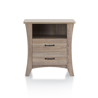 Colt Accent Table by HouseOfZazla, woodgrain finish with open shelf and two drawers on Tampa Home & Garden Store