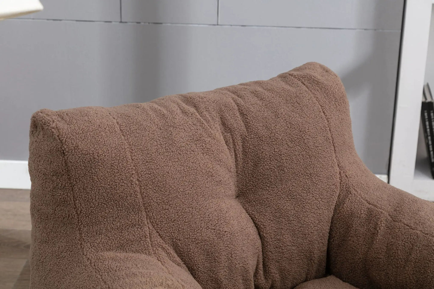 Soft Teddy Fabric Bean Bag Chair With Tufted Foam
