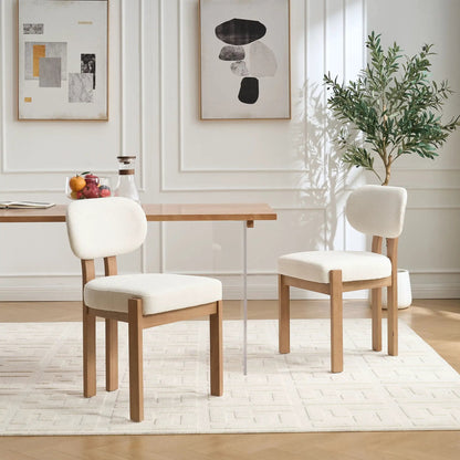 Dining chairs set of 2 with ergonomic backrests and cream upholstery, light wood legs on Tampa Home & Garden Store