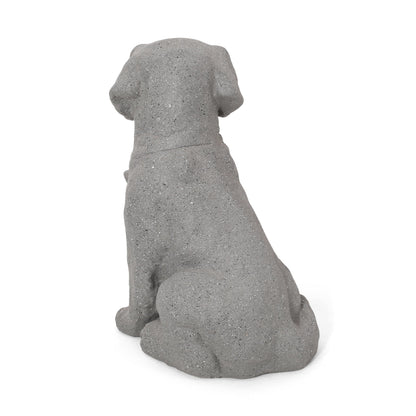 A Gray Mgo Dog Statue in Outdoor Garden Decor