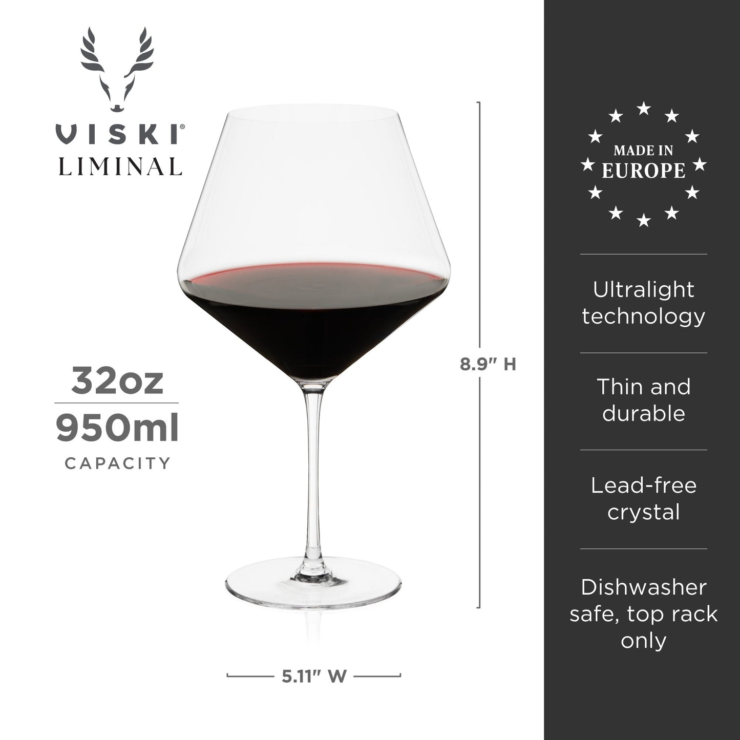 Liminal Crystal Burgundy Wine Glasses Set Of 4