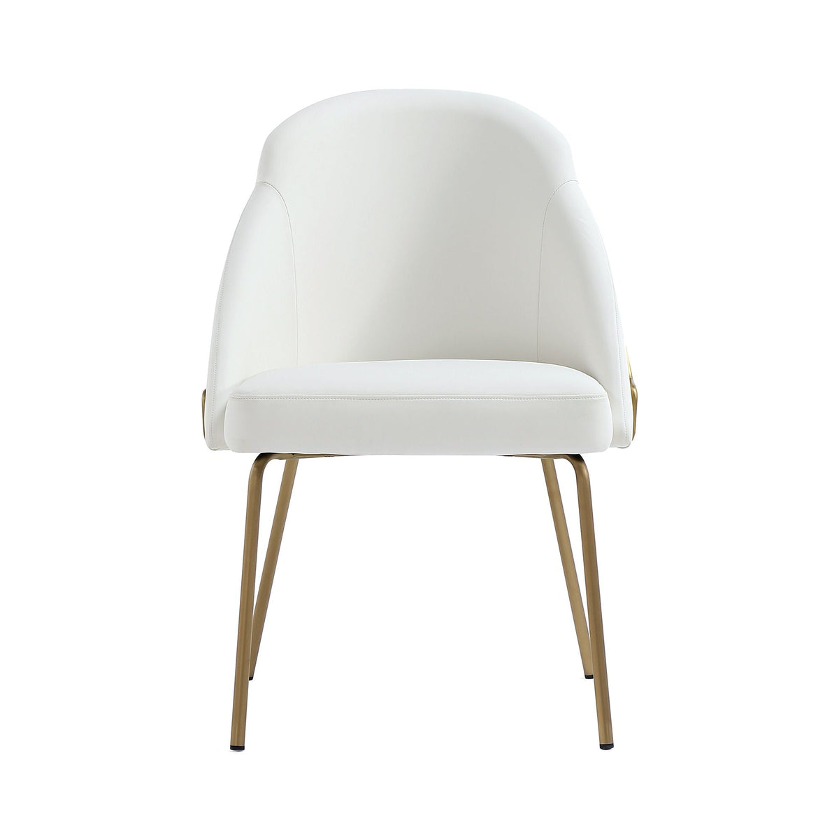 Upholstered dining chair white faux leather with gold-tone metal legs and high-density foam on Tampa Home & Garden Store