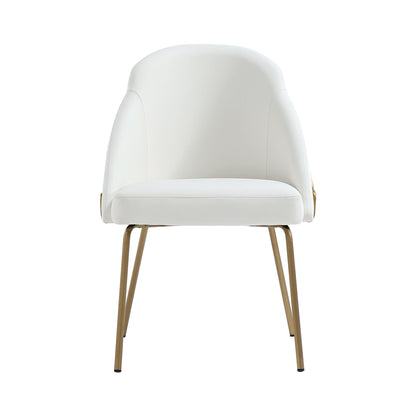 Upholstered dining chair white faux leather with gold-tone metal legs and high-density foam on Tampa Home & Garden Store