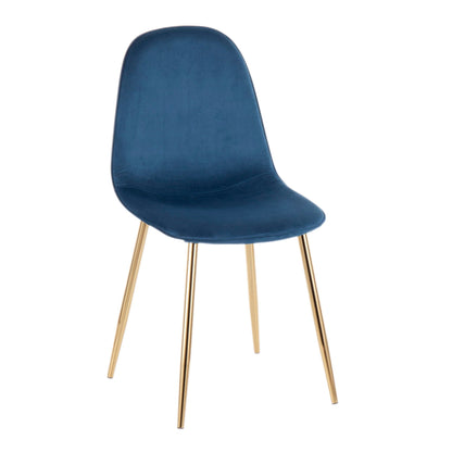 Pebble Contemporary Modern Design Chair Set blue upholstered seat HouseOfZazla gold legs on Tampa Home & Garden Store