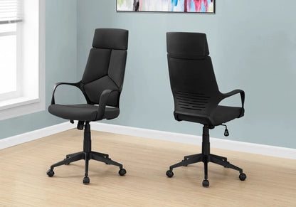 Two black office swivel chairs with adjustable height, ergonomic headrests and armrests on Tampa Home & Garden Store
