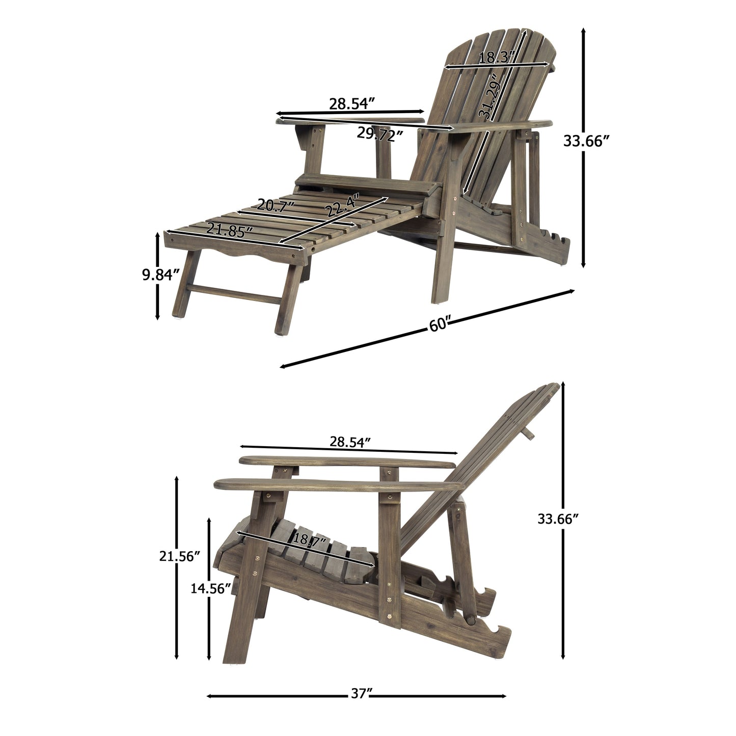 Malibu Adirondack Chair outdoor furniture by HouseOfZazla in weathered wood finish on Tampa Home & Garden Store