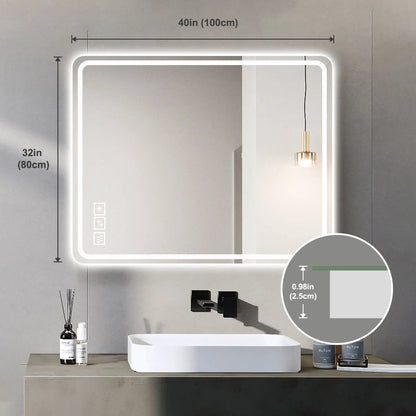 Bathroom Mirror with Front Lights and Anti Fog