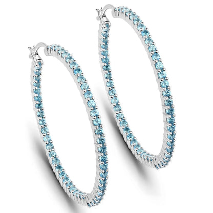 Hoop earrings 3.60ct Swiss blue topaz in 925 silver, Bids.com Tampa Home & Garden Store on Tampa Home & Garden Store