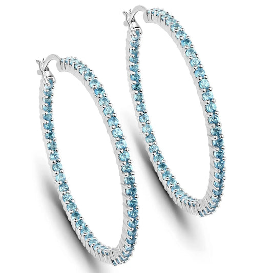 Hoop earrings 3.60ct Swiss blue topaz in 925 silver, Bids.com Tampa Home & Garden Store on Tampa Home & Garden Store