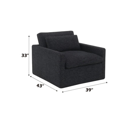 Naveen swivel chair with 1 toss pillow in dark charcoal fabric by Unique Piece Furniture on Tampa Home & Garden Store