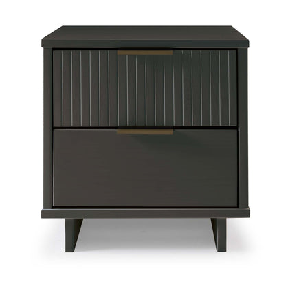Granville Nightstand 2-Drawer, solid wood, dark finish, bronze pulls, HouseOfZazla on Tampa Home & Garden Store