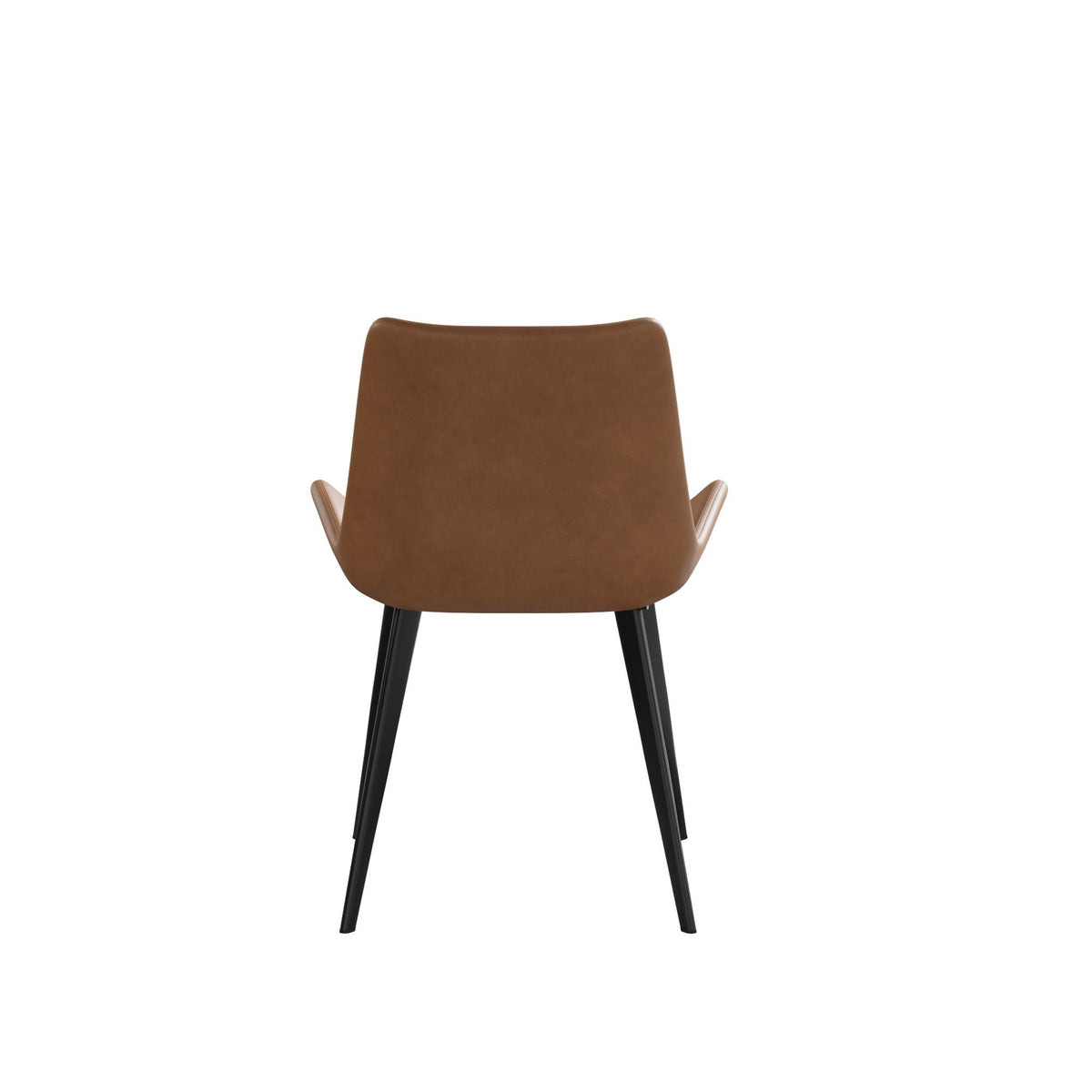 Modern dining chair HouseOfZazla brown faux leather seat with black metal legs set of 2 on Tampa Home & Garden Store