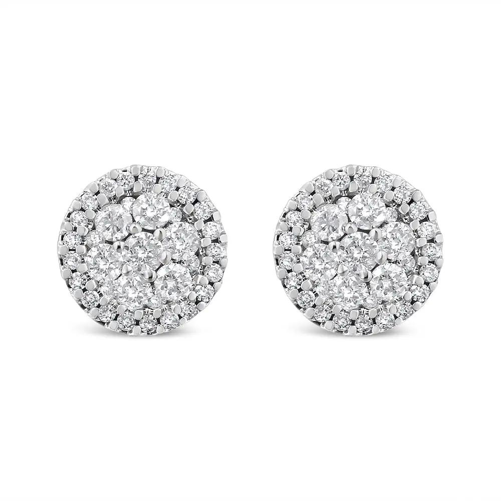 14K white gold diamond stud earrings with halo of diamonds, Bids.com on Tampa Home & Garden Store