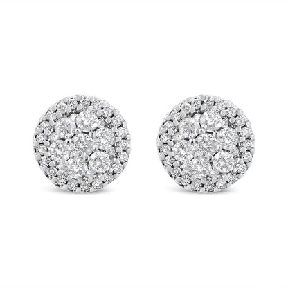 14K white gold diamond stud earrings with halo of diamonds, Bids.com on Tampa Home & Garden Store