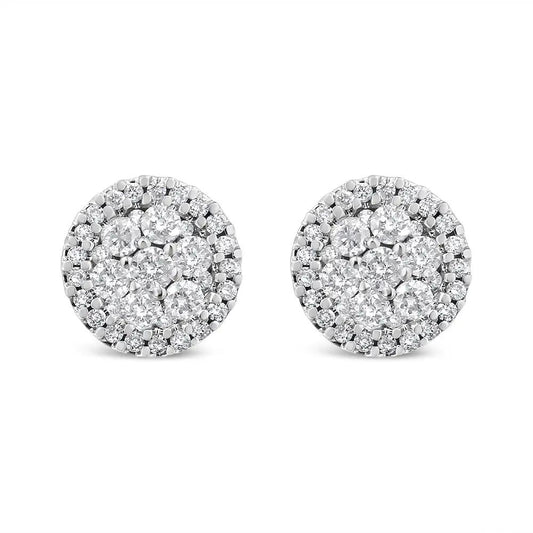 14K white gold diamond stud earrings with halo of diamonds, Bids.com on Tampa Home & Garden Store
