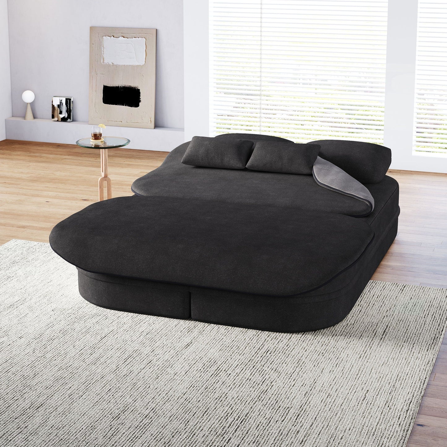 Foldable Sofa Bed with a Multi Functional Blanket