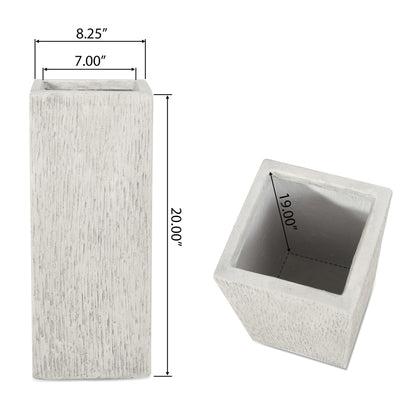 HouseOfZazla Modern Outdoor Planter concrete textured tall rectangular planter 20in on Tampa Home & Garden Store