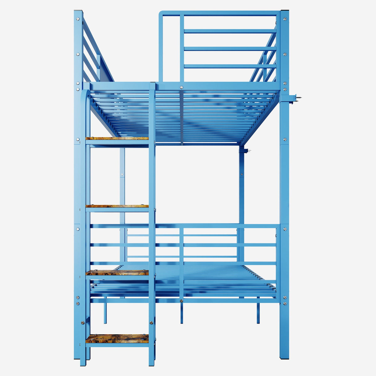 Blue metal bunk bed frame with ladder converts to two twin beds HouseOfZazla on Tampa Home & Garden Store