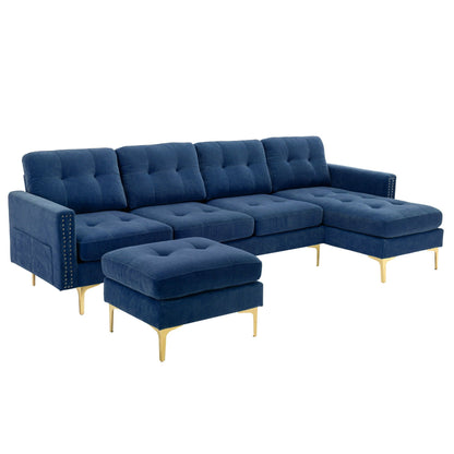 Modern Convertible Sectional Sofa and Ottoman