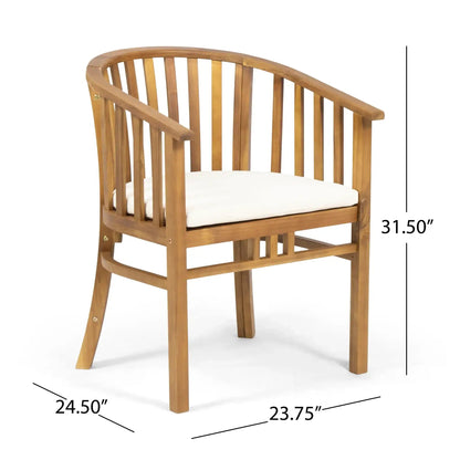 Outdoor wooden dining chairs with cushions set of 2, natural finish slat-back by HouseOfZazla on Tampa Home & Garden Store