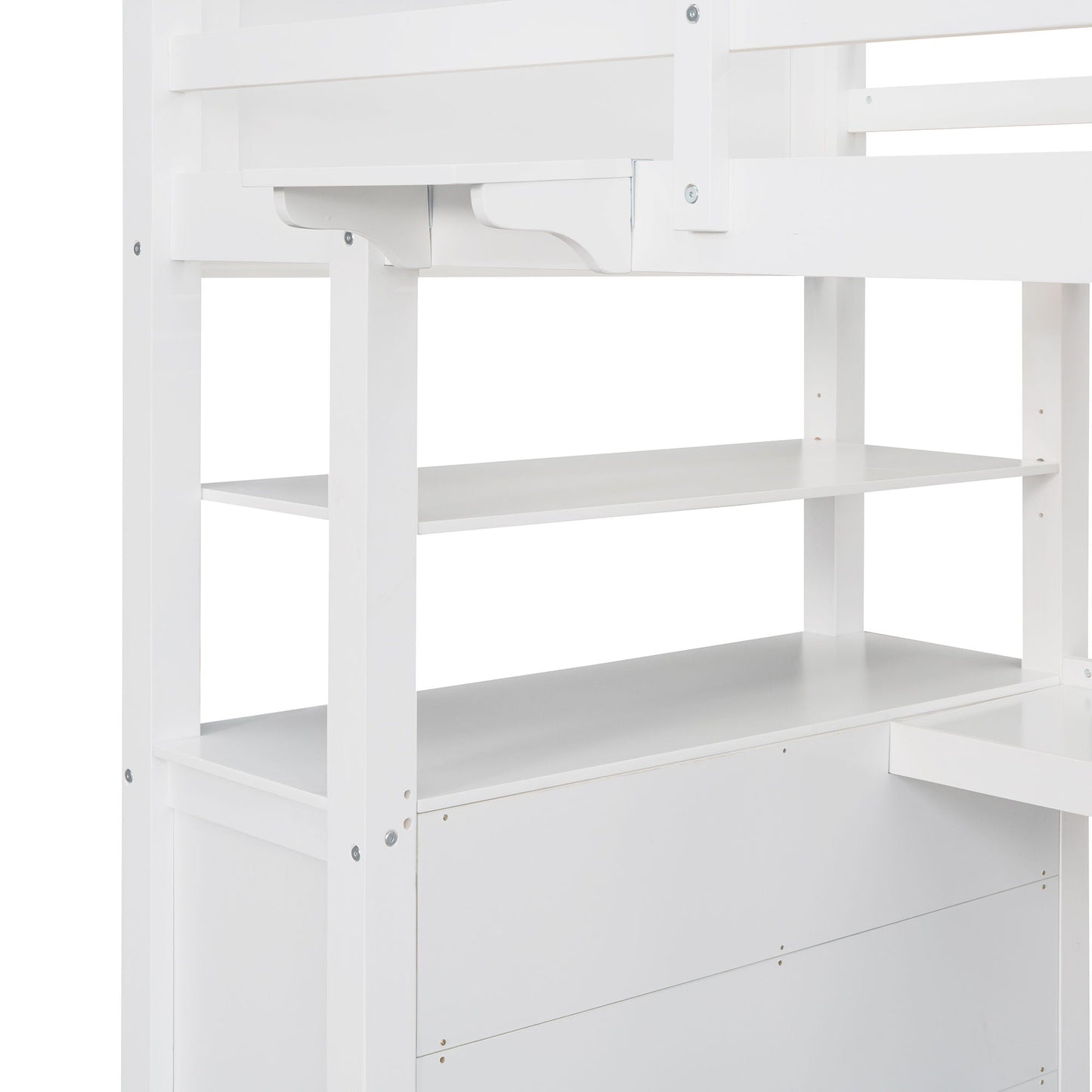 Space Saving Loft Bed with Desk and Drawers