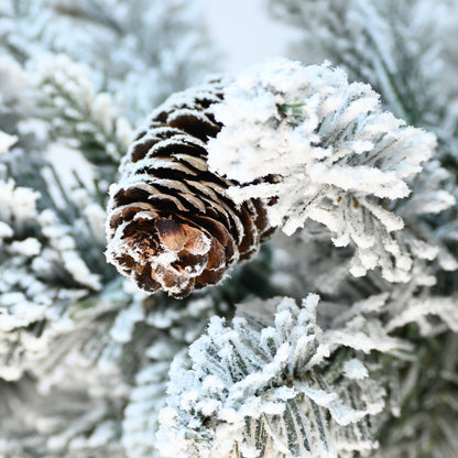 2ft flocked Christmas tree with pot base, frosted evergreen branches and a pine cone accent on Tampa Home & Garden Store