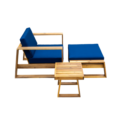 Acacia Wood Outdoor Lounge Set and Ottoman