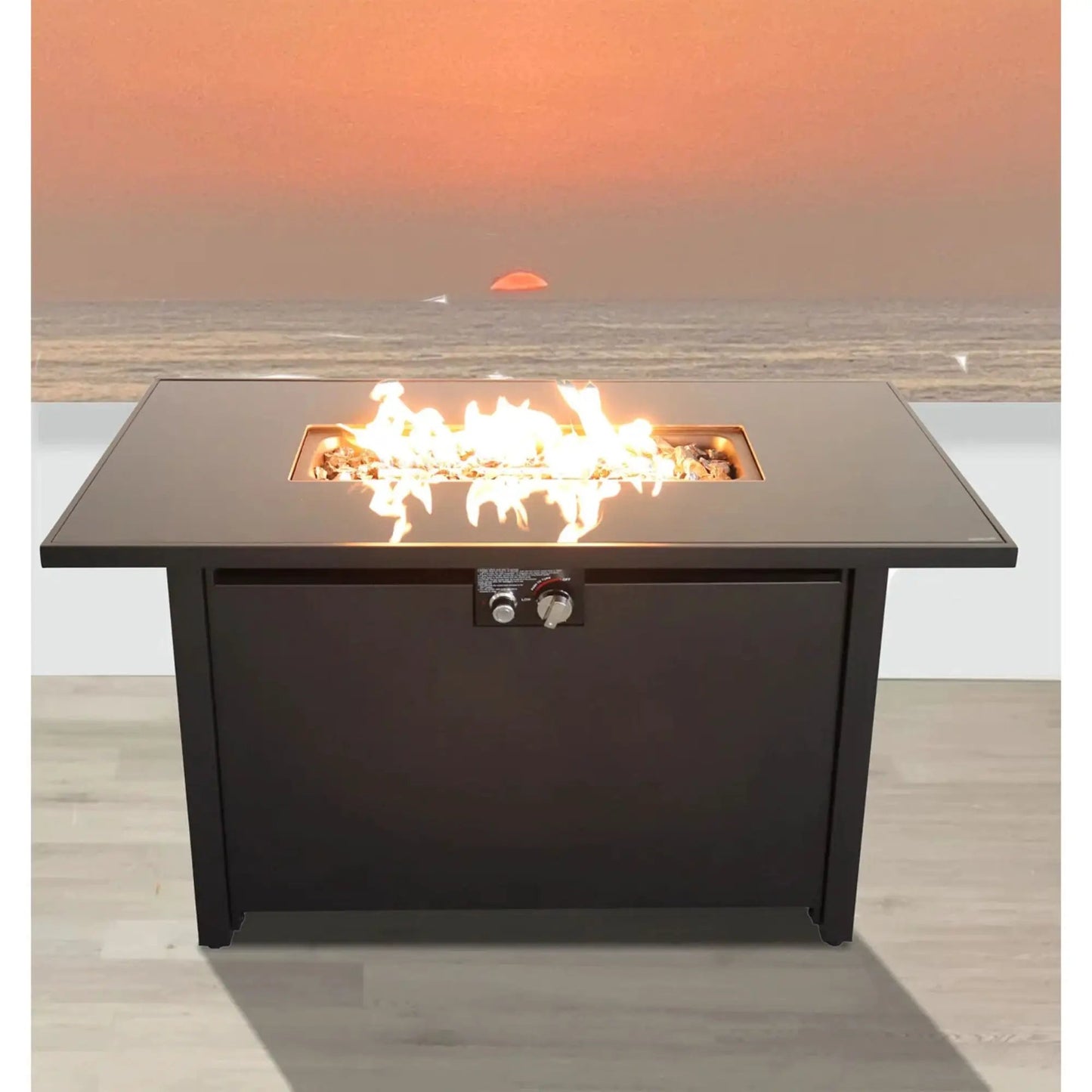 Rectangle Fire Pit and Fuel Versatility Black