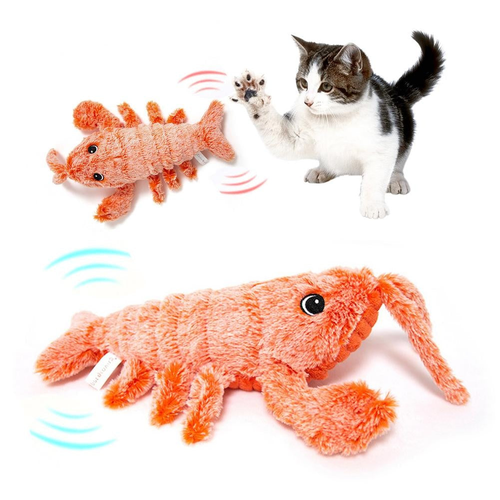 Orange plush shrimp cat toy with USB charging and jumping action for cats by Sell My Stuff on Tampa Home & Garden Store