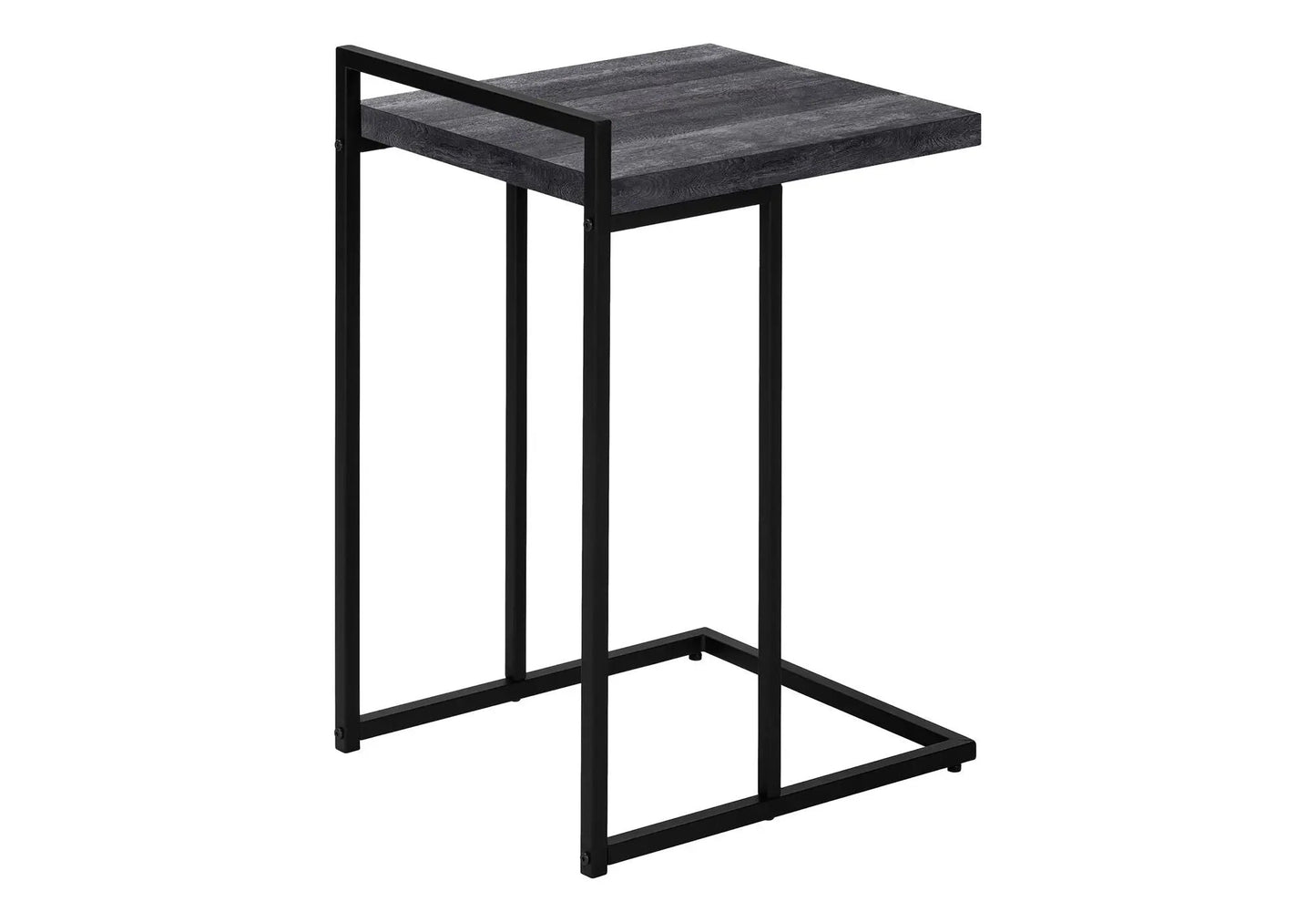 Accent Table C-Shaped chair side table with dark gray wood top and black metal frame on Tampa Home & Garden Store
