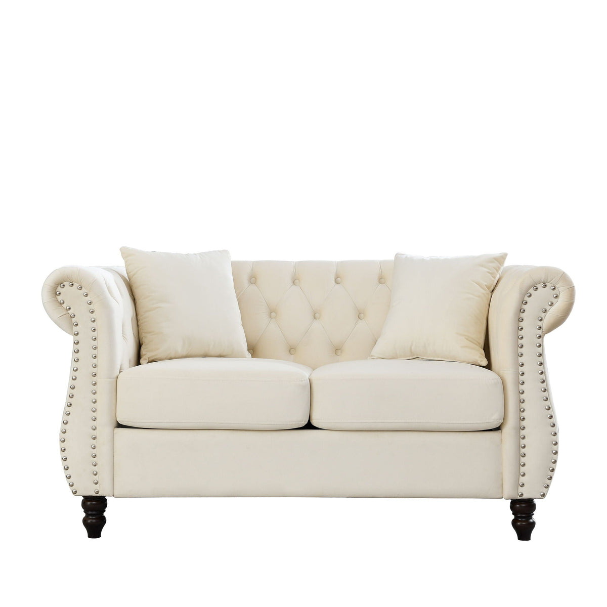 Chesterfield Sofa With Nailhead Trim and Cushions