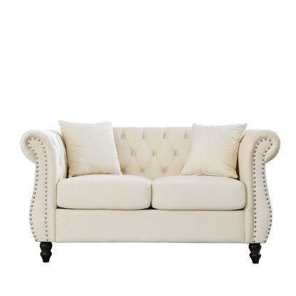 Chesterfield Sofa With Nailhead Trim and Cushions