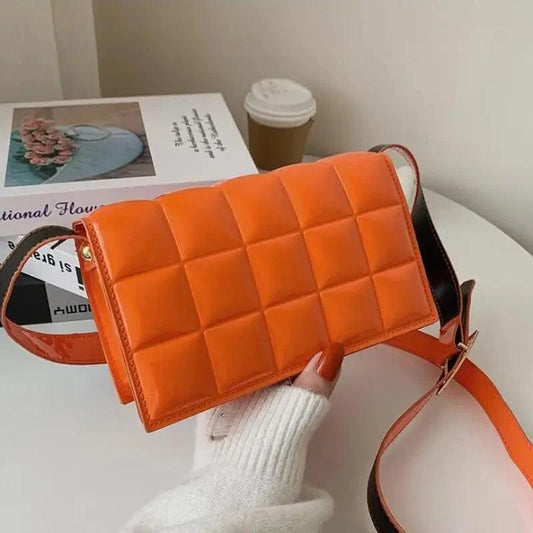 Fabulous Luxury Shoulder Bag orange quilted PU leather crossbody by Stevvex on Tampa Home & Garden Store