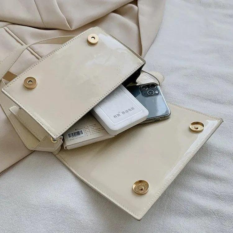 Beige PU leather shoulder bag Stevvex; flap crossbody with magnetic snaps on Tampa Home & Garden Store