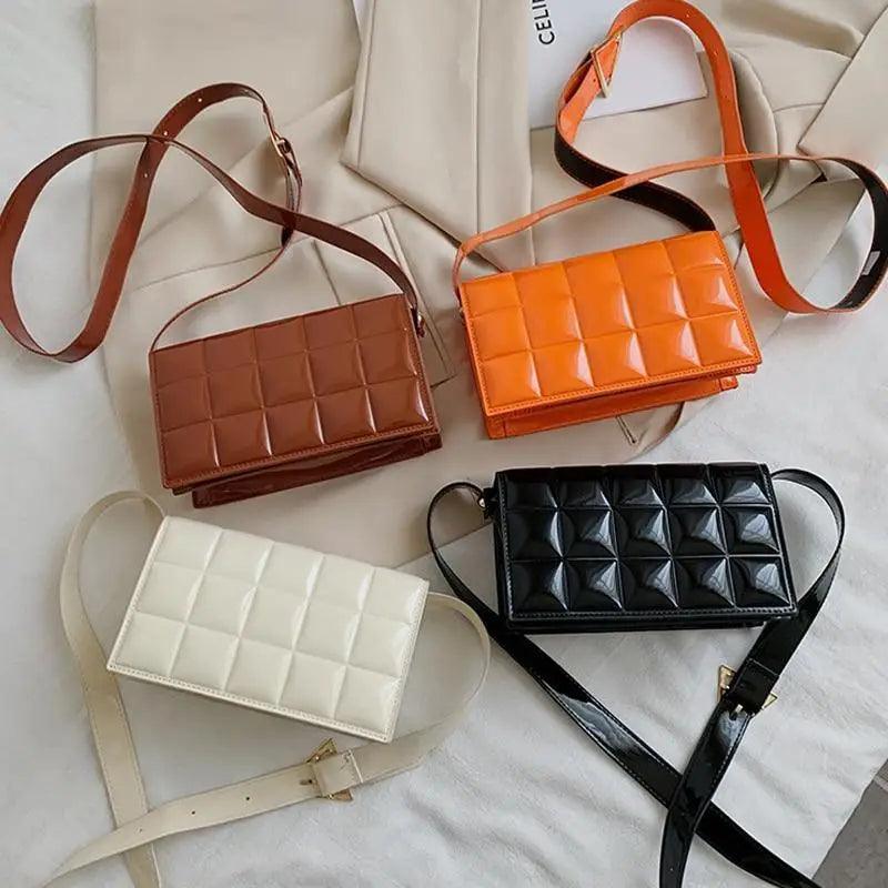 Stevvex quilted PU leather shoulder bag set in brown orange white and black, four bags on Tampa Home & Garden Store