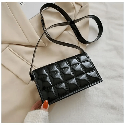 Shoulder bag Stevvex black quilted PU leather with long crossbody strap on Tampa Home & Garden Store