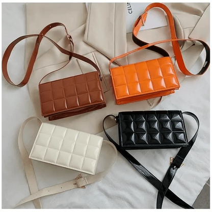 Stevvex quilted PU leather shoulder bag set in brown, orange, white and black set of four on Tampa Home & Garden Store