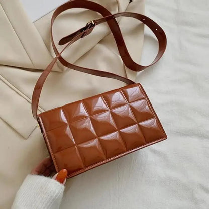 Stevvex brown quilted PU leather shoulder bag with adjustable crossbody strap on Tampa Home & Garden Store