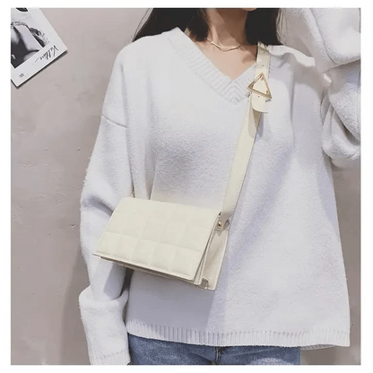 Shoulder bag Stevvex cream PU leather with quilted flap, small crossbody style on Tampa Home & Garden Store