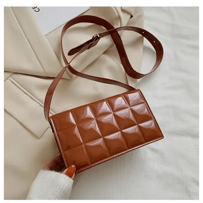 Stevvex brown PU leather quilted shoulder bag with long crossbody strap and small flap on Tampa Home & Garden Store