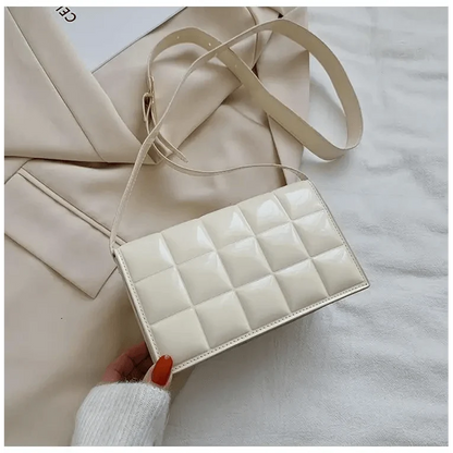 Stevvex white quilted PU leather shoulder bag with flap crossbody on Tampa Home & Garden Store