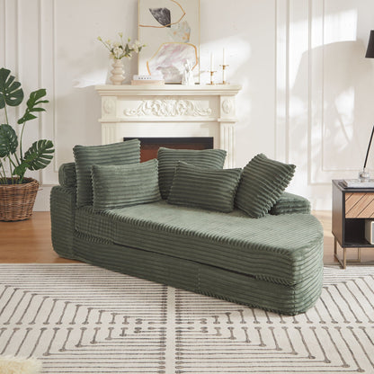Semi Circular Corduroy Sofa Bed With Pillow